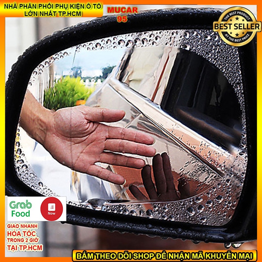 Bộ 2 miếng dán chống bám nước mưa hình oval cho gương chiếu hậu xe ô tô ,Miếng dán chống mưa, chống chói