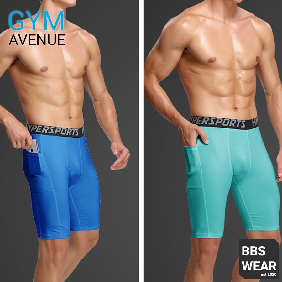 Quần Legging Ngắn COMBAT PRO - Quần thể thao nam dáng ngắn có túi chuyên GYM BBS WEAR Xuất Nhật (Xanh lam - MA70A)