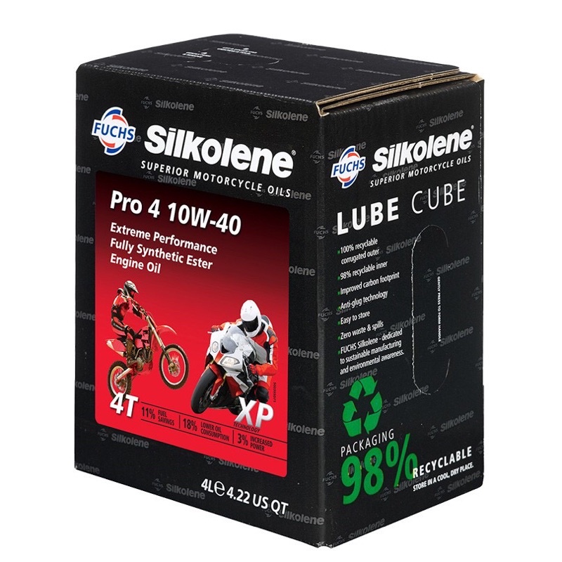 Dầu nhớt cao cấp xe số và xe tay côn Fuch Sikolene Pro 10W-40 thùng 4L