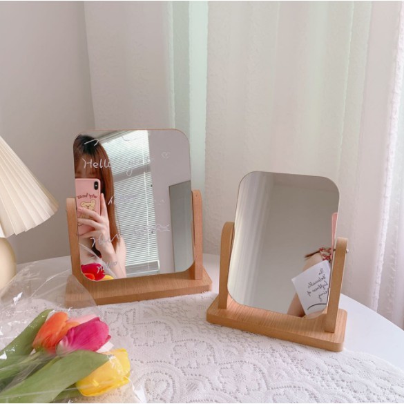 Gương để bàn trang điểm decor sang trọng khung gỗ chữ nhật đẹp cao cấp