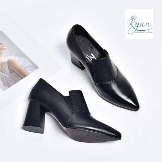 Giày Bốt Nữ Cao Gót 5 Cm, 7 Cm, Cổ Thấp, Giày Boots Mũi Nhọn, Phong Cách Hàn Quốc Kyan Shoes HOT