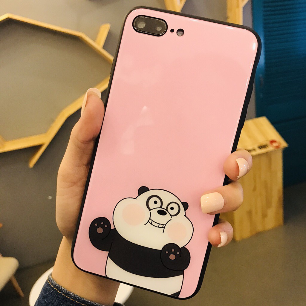 [ IPHONE ] Ốp Lưng Kính Cường Lực Panda Kute - A109