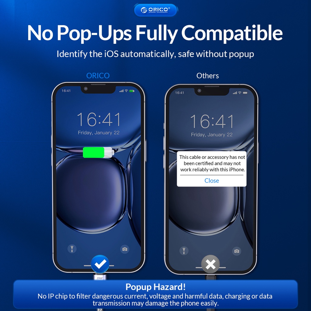 Orico Dây Cáp Sạc Nhanh USB Loại C 20W 6FT Cho iPhone 14 / 13 / 13 Pro / 12 / 12 Pro / 12 Pro Max / 11 / Xs Max / XR
