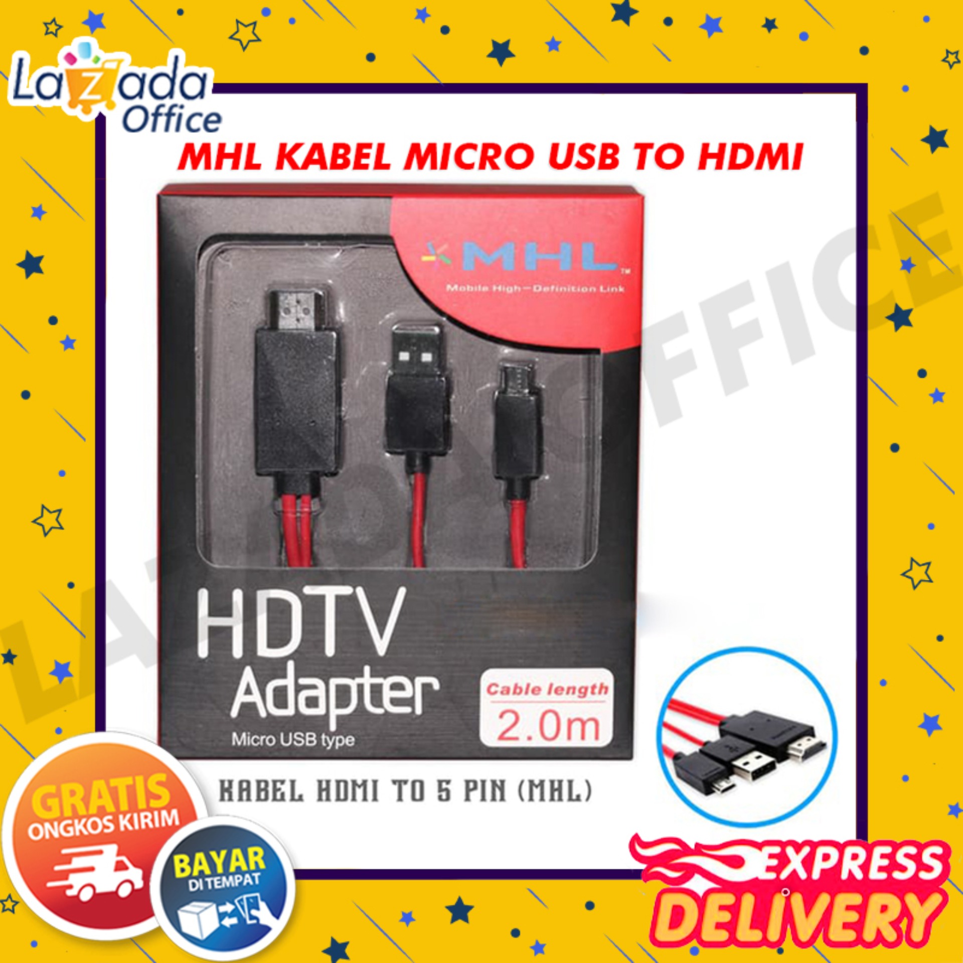 Dây Cáp Chuyển Đổi Mhl Micro Usb Sang Hdmi Hdtv 5 Pin Mhl Cho Điện Thoại Hdtv