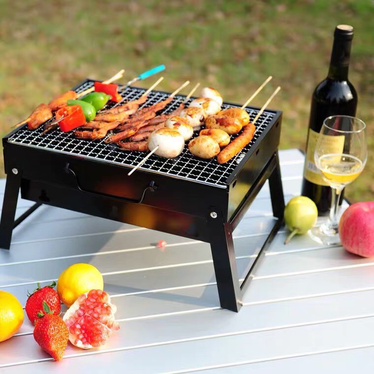 Bếp nướng than hoa không khói BBQ ngoài trời cao cấp, chất liệu inox không gỉ, gấp gọn tiện lợi