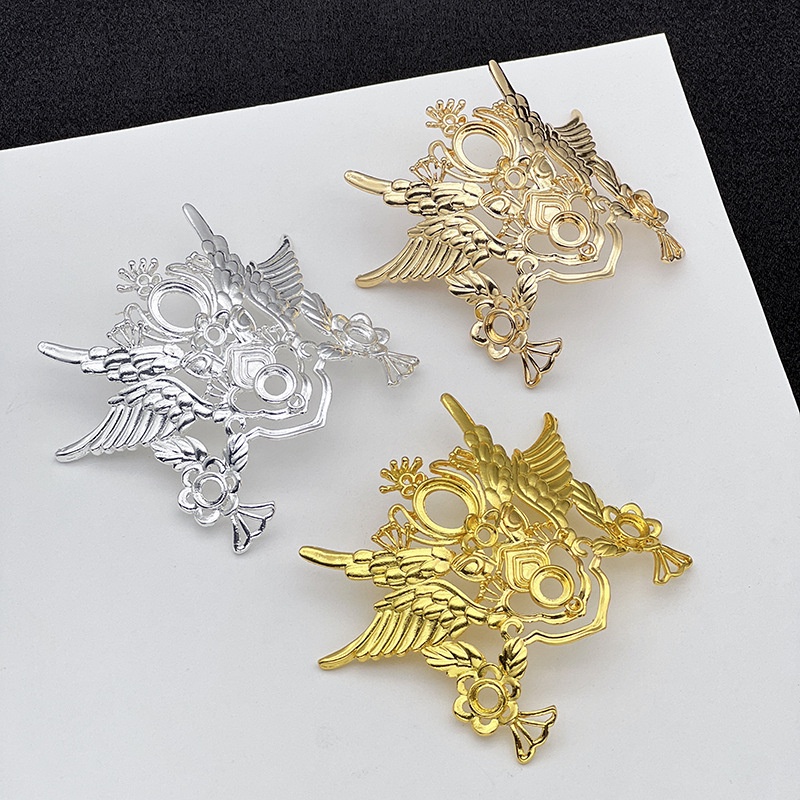 1 phiến đúc họa tiết cánh chim làm kim quan nguyên liệu làm trâm làm trang sức cố trang cosplay cổ phục có màu KC