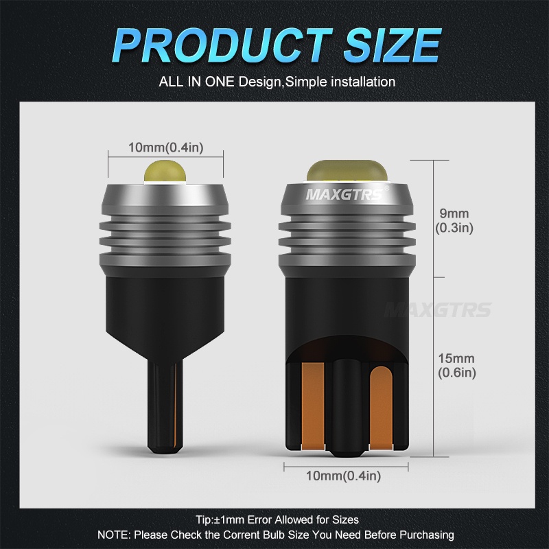 2 bóng đèn LED MAXGTRS gắn biển số ô tô W5W 194/168/T10/3570S