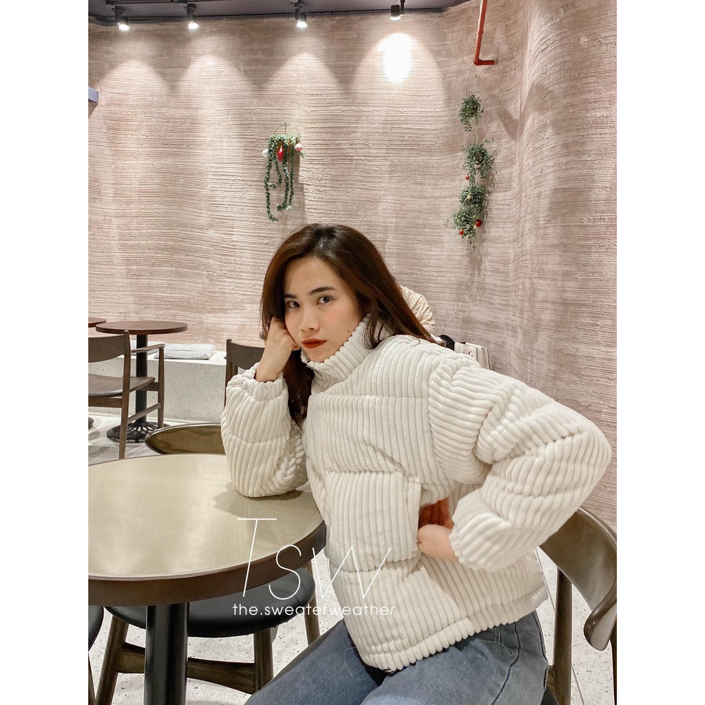 Áo phao nhung gân dáng ngắn | BigBuy360 - bigbuy360.vn