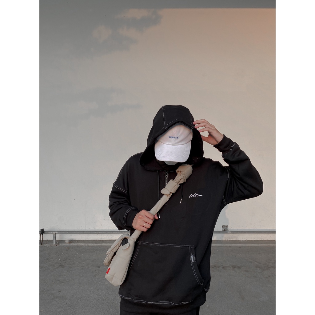 Áo khoác XF OUT LINE ESSENTIAL HOODIE IN BLACK