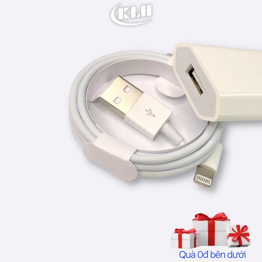 Bộ củ cáp sạc nhanh cho điện thoại iphone 5, 6, 7, 8, X, 11 cóc sạt dẹp dây dài 1m tương thích mọi iphon - KLH shop