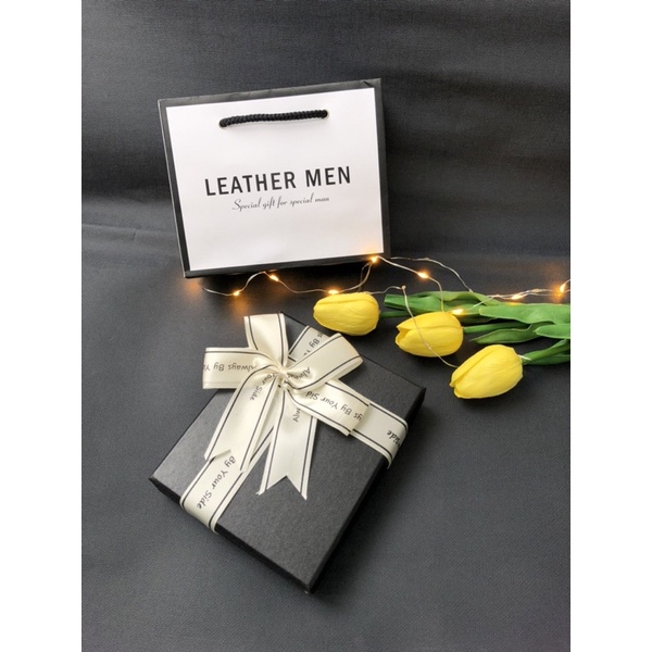 Combo hộp đựng ví + túi giấy xách tay thương hiệu Leather Men
