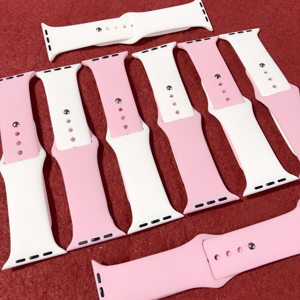 [Mã ELORDER5 giảm 10K đơn 20K] Dây đeo Apple Watch mix 2 màu trắng + hồng baby size 38/40mm 42/44mm