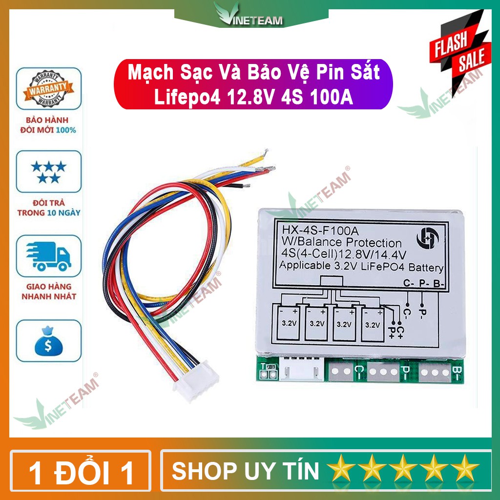 Mạch bảo vệ pin cân bằng điện áp cho lifepo4/Pin sắt phosphate 32650 3.2v/ 3.7v HX-4s-F100a (Bản tiếng Anh)