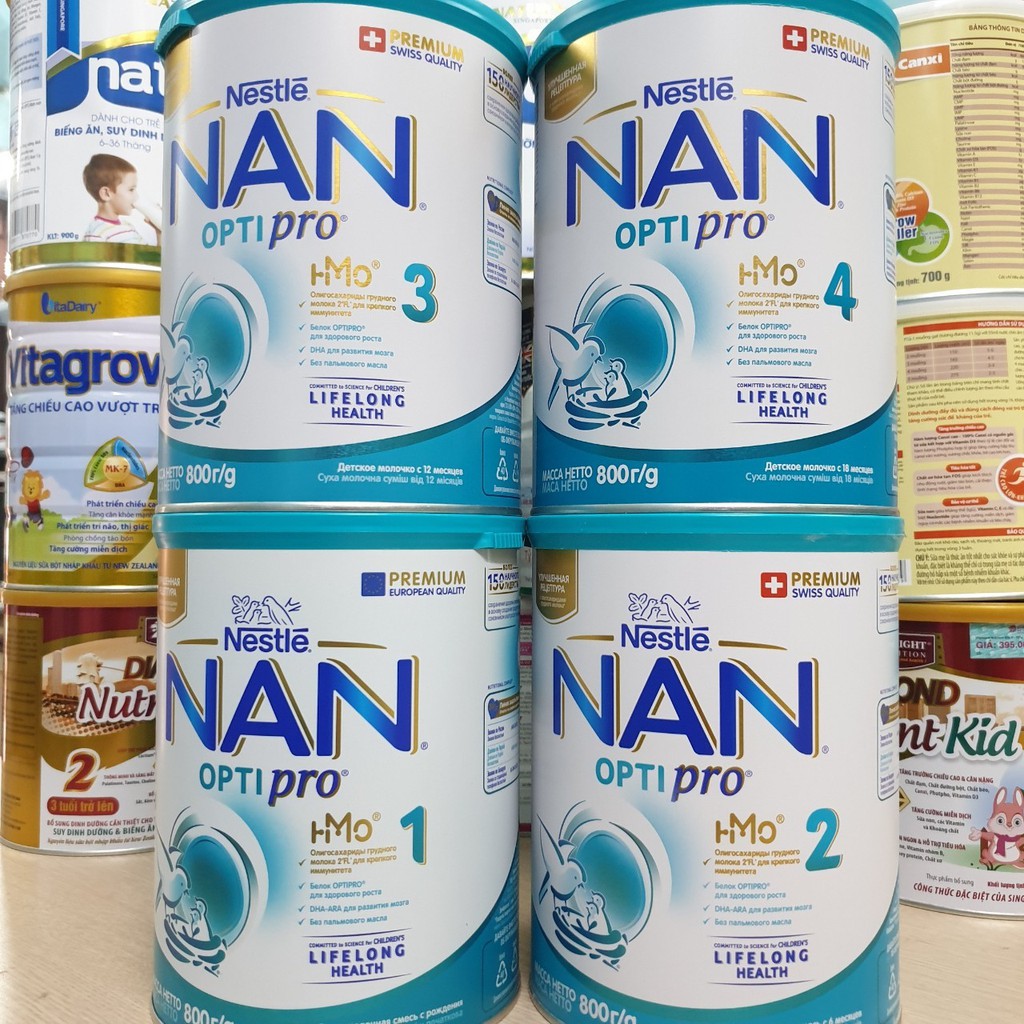 Sữa Nan Optipro HMO Nga mẫu mới đủ số 1,2,3,4-hộp 800g