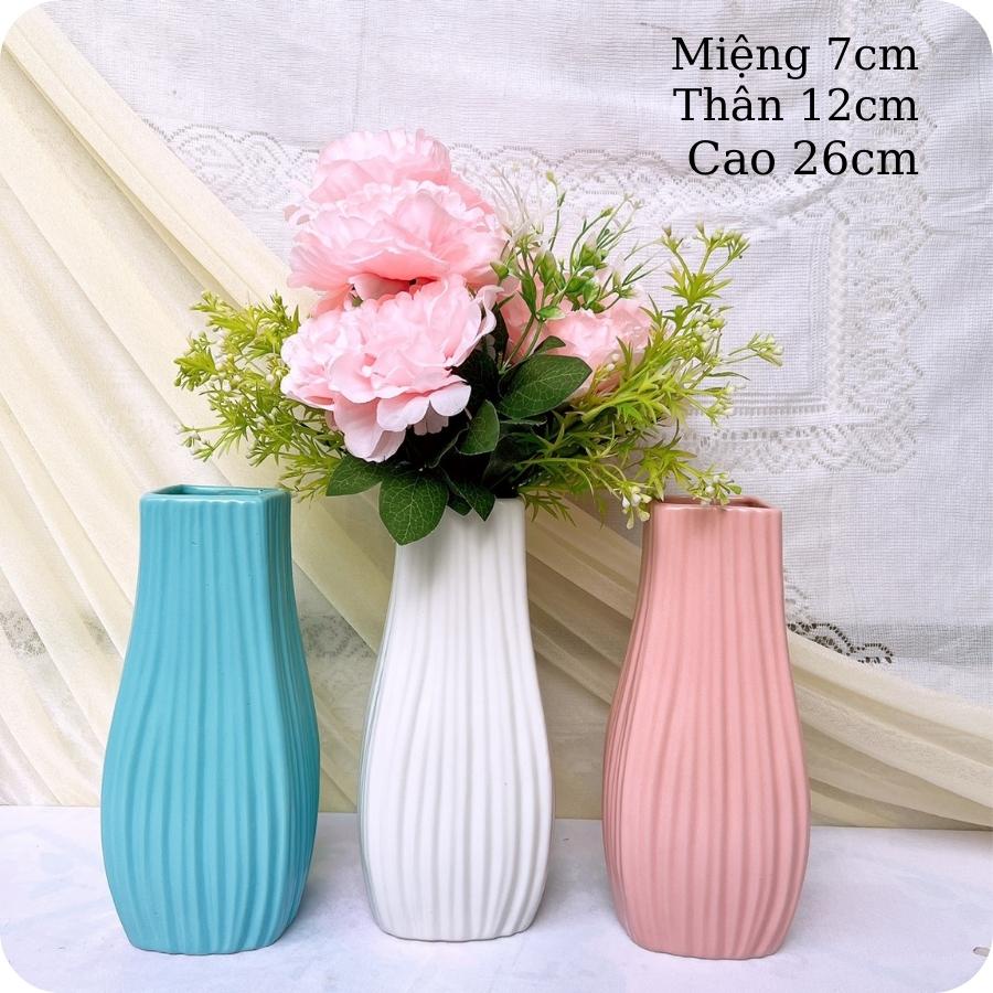 Lọ Hoa decor  Gốm Sứ Bát Tràng  bình gốm cắm hoa,Lọ Xước Miệng Vuông cao cấp GOMPHUQUY TM18