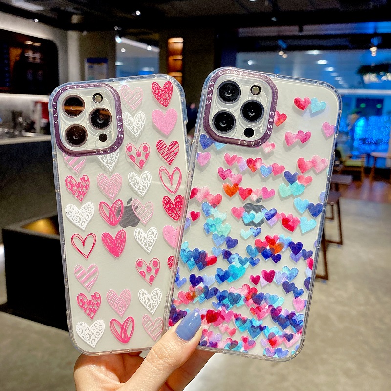 XIAOMI Mi 11 10T Pro Poco M2 Pro M3 Soft Transparent Cute Case Little Sweet Heart Pink Colorful Cartoon Thin Clear Fashion Casing Phone Back Cover