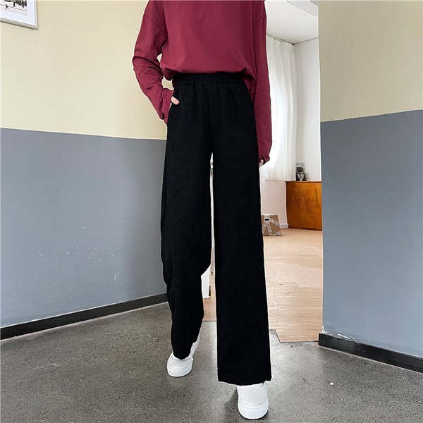 Quần Dài Ống Rộng Lưng Cao Màu Hồng Thời Trang Thu Đông Cho Nữ