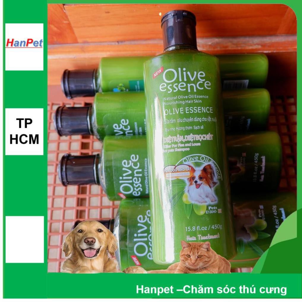 Hanpet.GV- Sữa tắm tinh dầu ô liu OLIVE lông trắng Siêu mềm mượt dung tích 450ml loại cho chó mèo lông trắng