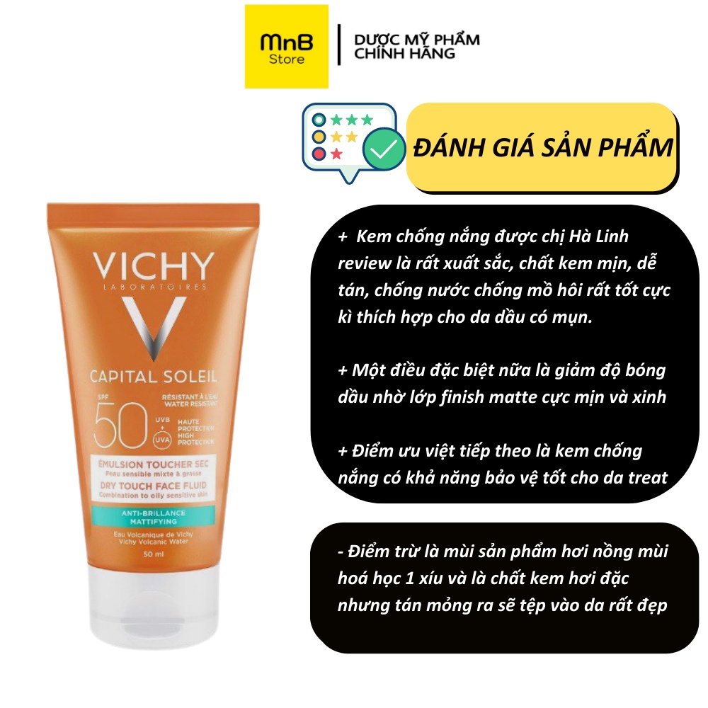 Kem Chống Nắng Vichy Emusion Ideal Soleil SPF50 Mattifying Face Fluid Dry Touch 50ml