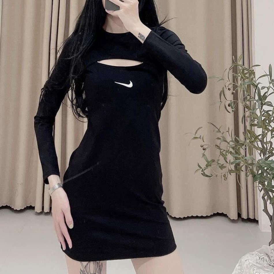 Váy Body Nữ Hình Thêu Hở Ngực Tay Dài Siêu Hot Hít- Váy Thun Ôm Kiểu Dáng Cách Điệu Cho Nữ Ulzzang Oversize  ྇