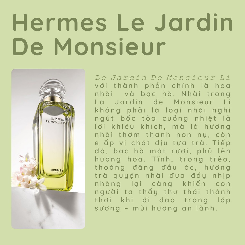 Thơm một chút - Nước hoa Le Jardin De Monsieur Li [ Mẫu thử 10ml ]