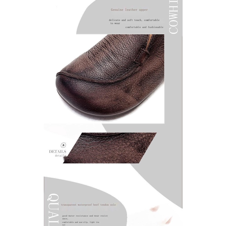 Giày Oxford Da Thật Đế Mềm Phong Cách retro Cho Nữ