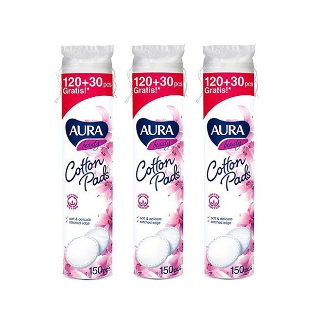 [QUÀ TẶNG] Combo 5 gói bông tẩy trang Aura Beauty Cotton Pads150 miếng (5x150)