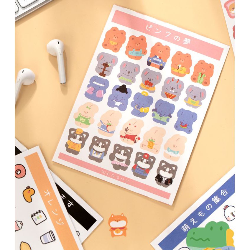 Bộ 2 tấm sticker Yuxian Mengduo story hình dán nhãn giấy trang trí sổ | BSG026