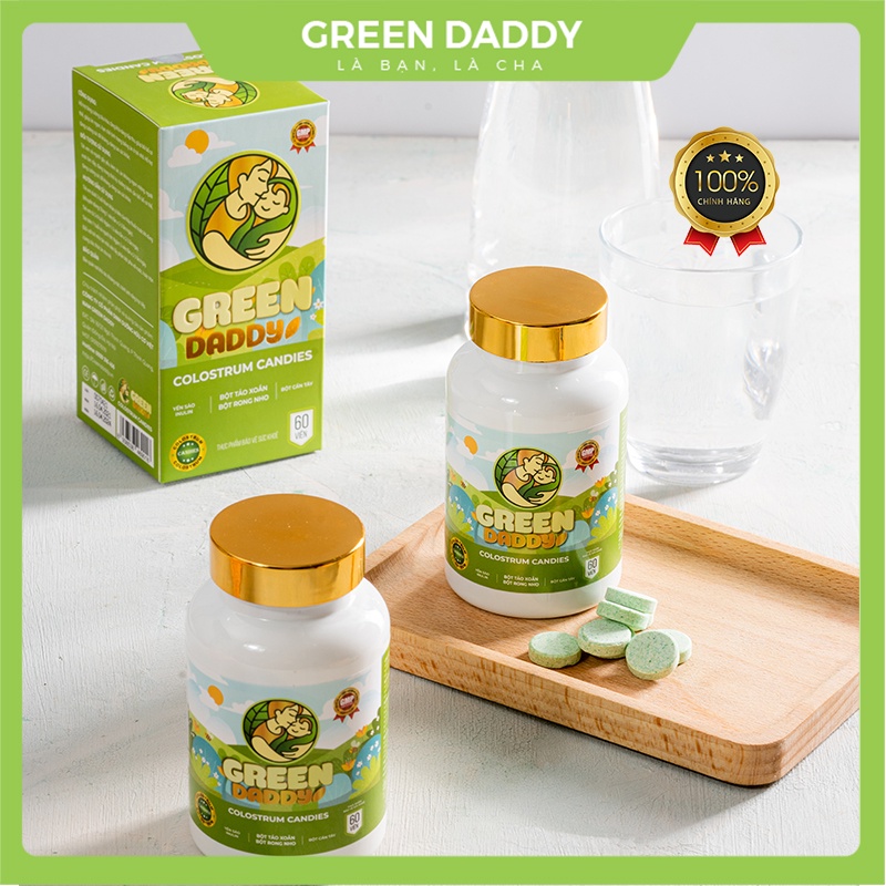 Combo 2 hộp Kẹo sữa non Green Daddy Colostrum hỗ trợ người gầy yếu trẻ kém ăn tăng cường sức đề kháng hộp 60 viên