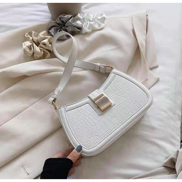 [Xả kho - LOẠI 1] Túi Kẹp Nách Khóa Vuông Vân Da Rắn Cực Đẹp - Túi Xách Nữ Kẹp Nách