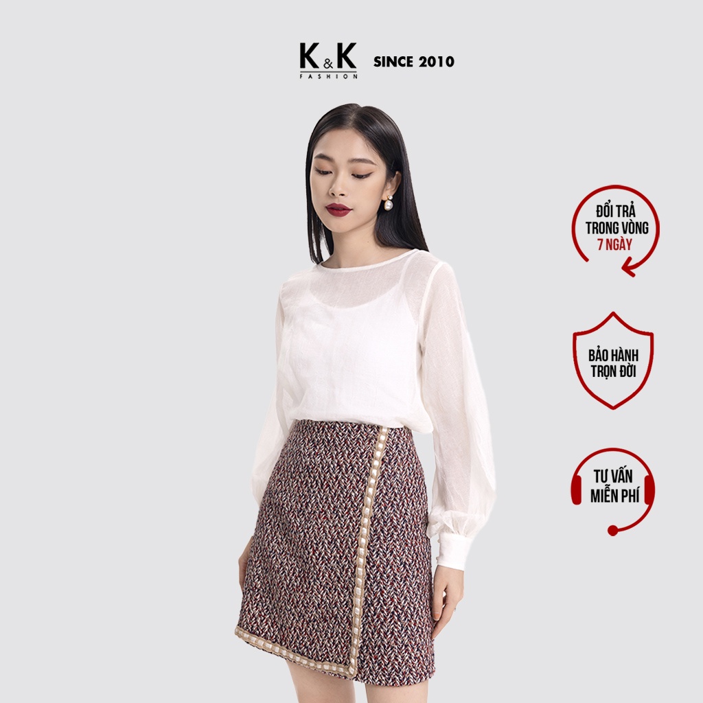 Chân Váy Chữ A Vạt Chéo K&K Fashion CV03-15 Chất Liệu Bố
