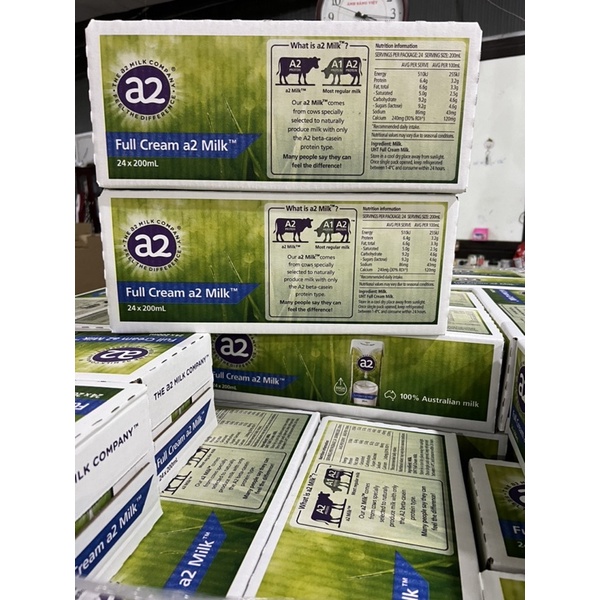 (Date 6/2024) Combo 24 hộp sữa nước a2 nguyên kem Úc hộp 200ml