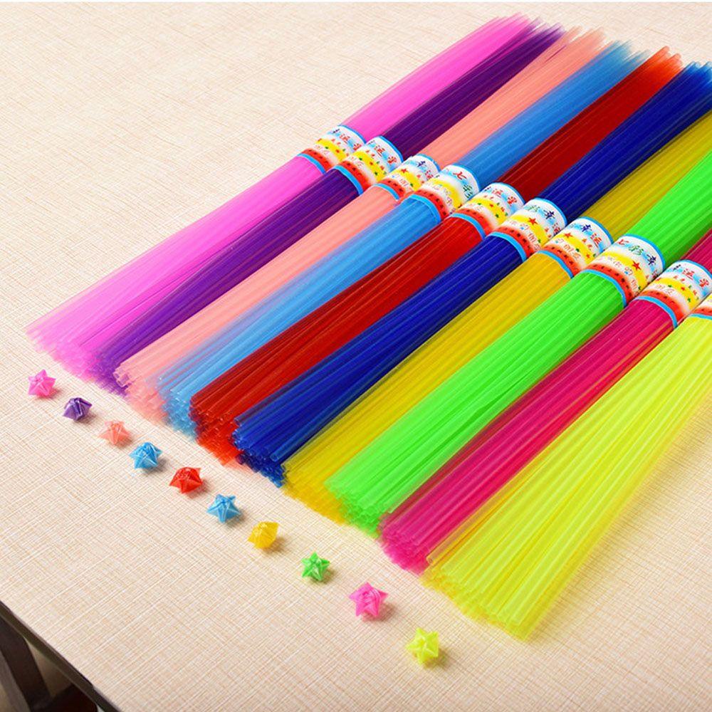 IVORY Ống Hút Nhựa Trong Suốt Họa Tiết Ngôi Sao May Mắn Màu Dạ Quang Độc Đáo