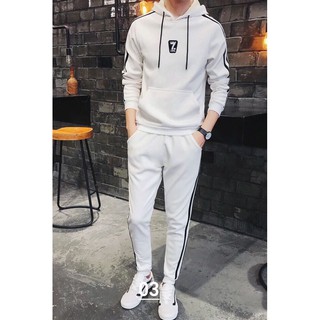 Bộ Quần Áo Nam Thu Đông Có Mũ Màu Trắng - Chất Liệu Cao Cấp - Full Size - BN71