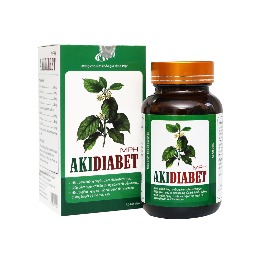 Viên tiểu đường Akidiabet MPH - Ngăn ngừa biến chứng bệnh tiểu đường, hạ đường huyết, giảm cholesterol máu, mỡ máu cao