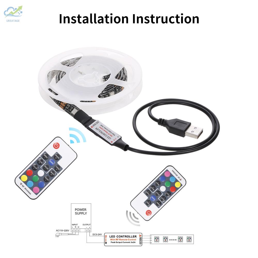 Cuộn Dây Đèn Led Rgb 5v Dài 2m Kèm Điều Khiển Từ Xa | BigBuy360 - bigbuy360.vn