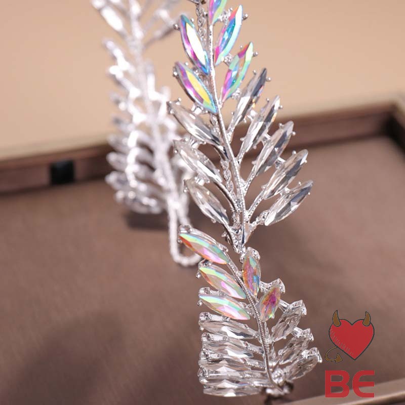 YADORNOS Băng đô cài tóc hình lá đính đá lấp lánh phong cách thời trang Hàn Quốc