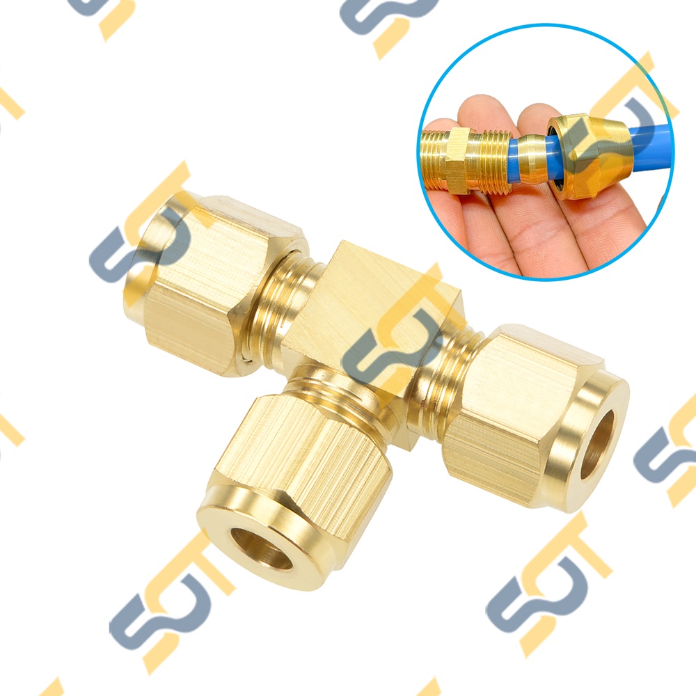 [HẠT BẮP &amp; NHẪN] Tê ba đầu kết nối ống nhựa PU &amp; ống đồng (Brass Compression tee triple union) - T &amp; 3 đầu ren NPT