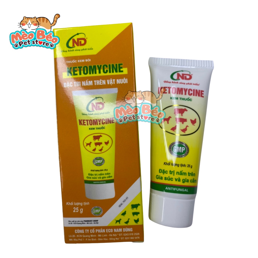 Kem bôi đặc trị nấm trên chó mèo, gia súc và gia cầm Ketomycine - 25g