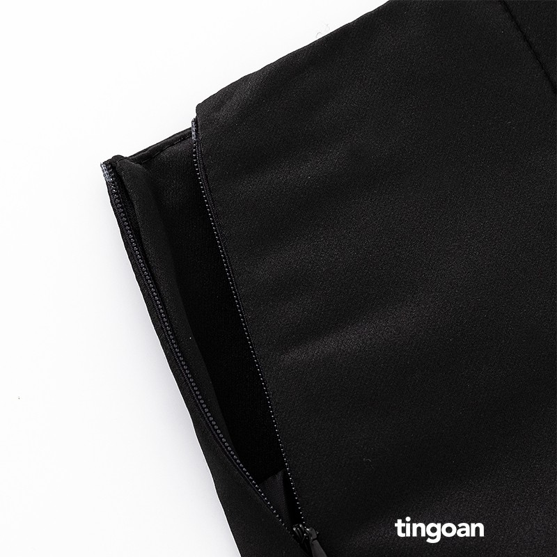 Quần short cạp cao chiết 2 ly tafta đen tingoan ROCHA SHORT