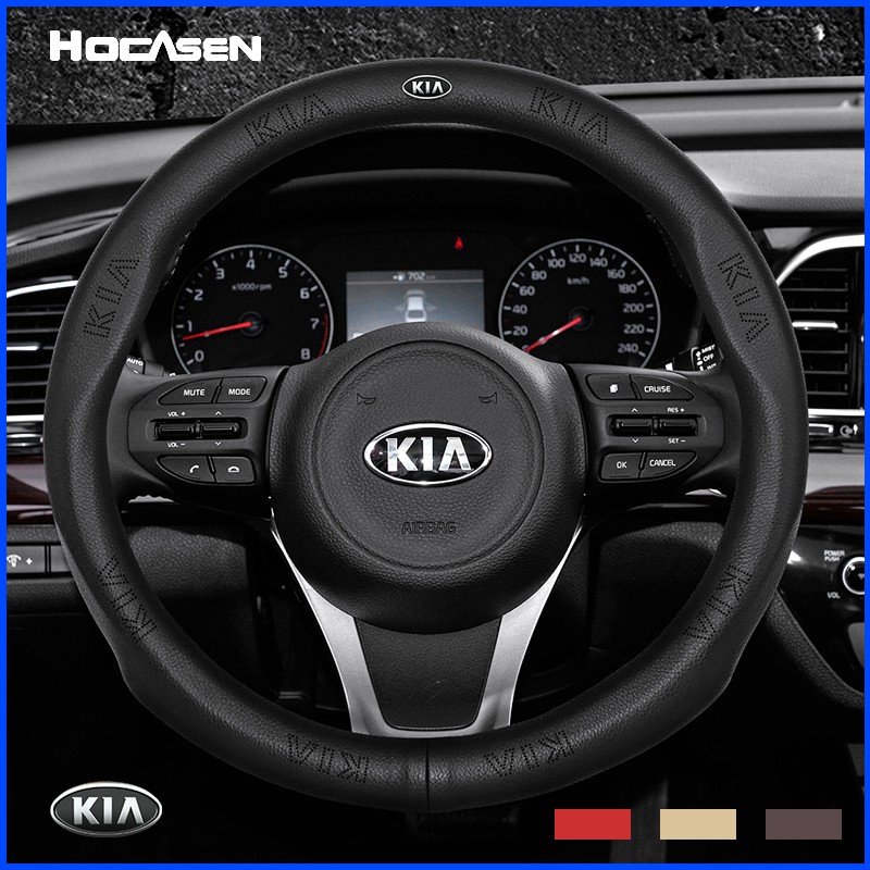 Kia Bọc vô lăng da bò thật ô tô Cow Leather Steering Wheel Cover Fit Morning Sparco RIO Cerato Stinger Optima Sorento Sportage K2 K3 K5 KX5