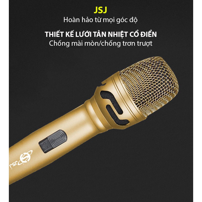 [Mã ELMS5 giảm 7% đơn 300k] Micro karaoke có dây cao cấp JSJ SF-9500 hoàn hảo từ mọi góc độ, thân kim loại được mạ vàng