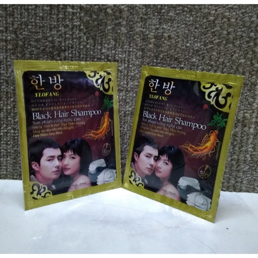 1 dây 10 gói dầu GỘI LÀ ĐEN BLACK HAIR SHAMPOO 30ml