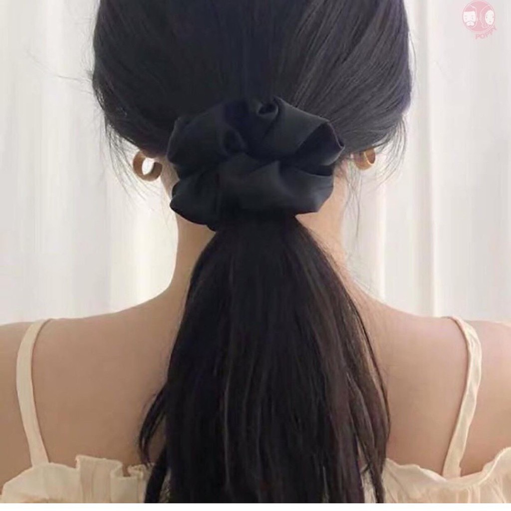[Ảnh thật]CỘT TÓC VẢI SCRUNCHIES LỤA SATIN TÔNG ĐEN TRẮNG SANG TRỌNG-THỜI TRANG HÀN QUỐC NỮ PHỤ KIỆN GIÁ RẺ ĐẸP