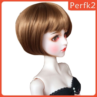 Elegant Brown Bob Haircut Wig Hair for   DOD SD 1/4 BJD Doll DIY Supplies