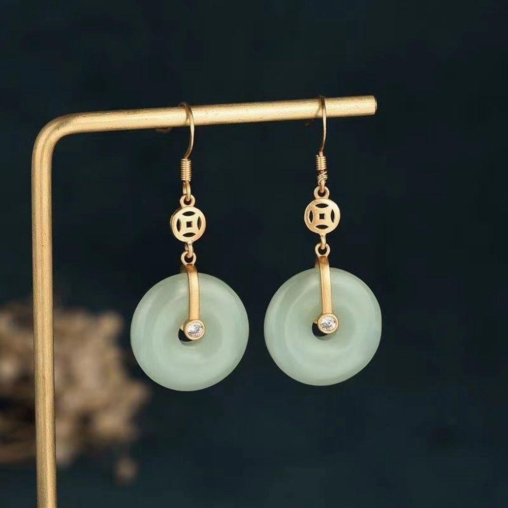 QQMALL Khuyên Tai Vòng Tròn Phong Cách Trung Hoa Cổ Điển Thanh Lịch Dành Cho Nữ