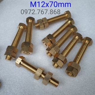 Bulong đai ốc đồng thau M12*70 (Giá 2 cái) TẶNG KÈM LONG ĐỀN