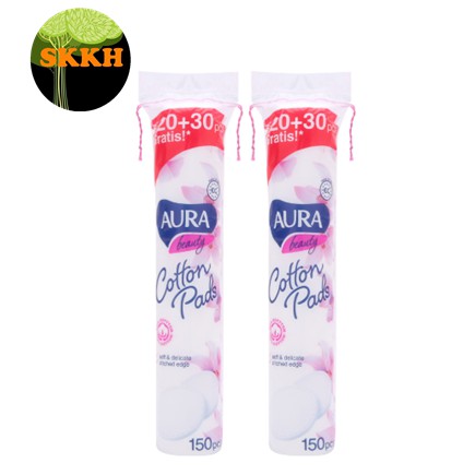 [COMBO 2] BÔNG TẨY TRANG COTTON AURA 150 MIẾNG CHÍNH HÃNG SKKH