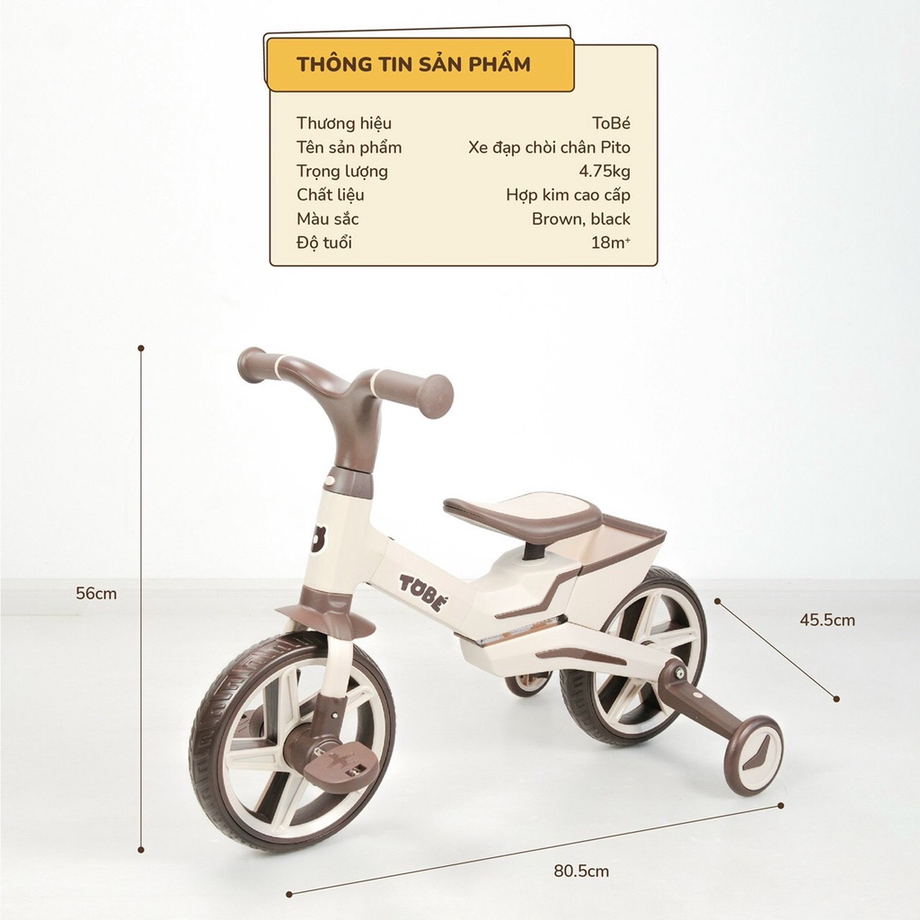 XE ĐẠP KẾT HỢP CHÒI CHÂN PITO CHO BÉ