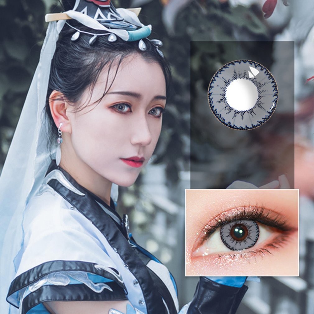 2pcs Kính áp tròng có màu dùng để hóa trang nhân vật hoạt hình cosplay Sáu màu sắc Mỹ Đồng
